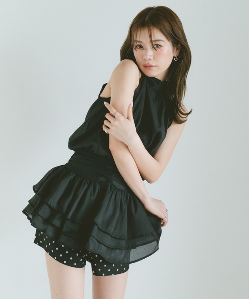 VANNIE U(ヴァニーユー)の「ホルターネックリボンシフォンミニワンピース/前後2WAY(ワンピース・レディース・ブラック/アイボリー・FREE)」の16枚目の写真