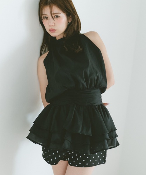 VANNIE U(ヴァニーユー)の「ホルターネックリボンシフォンミニワンピース/前後2WAY(ワンピース・レディース・ブラック/アイボリー・FREE)」の17枚目の写真