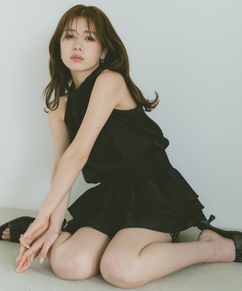 VANNIE U(ヴァニーユー)の「ホルターネックリボンシフォンミニワンピース/前後2WAY(ワンピース・レディース・ブラック/アイボリー・FREE)」の20枚目の写真