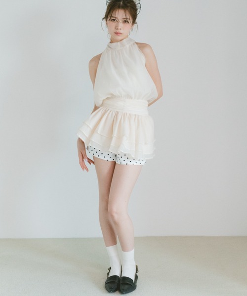 VANNIE U(ヴァニーユー)の「ホルターネックリボンシフォンミニワンピース/前後2WAY(ワンピース・レディース・ブラック/アイボリー・FREE)」の10枚目の写真