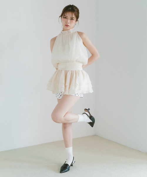 VANNIE U(ヴァニーユー)の「ホルターネックリボンシフォンミニワンピース/前後2WAY(ワンピース・レディース・ブラック/アイボリー・FREE)」の11枚目の写真