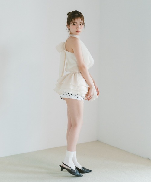 VANNIE U(ヴァニーユー)の「ホルターネックリボンシフォンミニワンピース/前後2WAY(ワンピース・レディース・ブラック/アイボリー・FREE)」の12枚目の写真