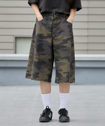 カーブシルエット ワイド5Pショーツ Y2K ツイルコットン ハーフパンツ ショートパンツ ワイド ストレート 無地 迷彩柄 カモフラージュ柄 ストリート スケーター 秋 秋服 2026年秋冬