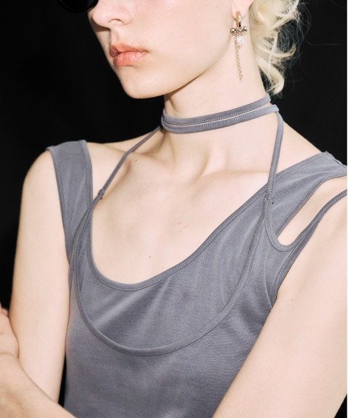 JOSE MOON(ジョゼムーン)の「LAYERED TANK TOP/レイヤードタンクトップ(タンクトップ・レディース・チャコールグレー/ブラック/アイボリー・FREE)」の22枚目の写真