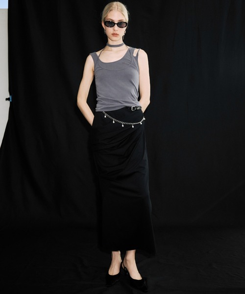 JOSE MOON(ジョゼムーン)の「LAYERED TANK TOP/レイヤードタンクトップ(タンクトップ・レディース・チャコールグレー/ブラック/アイボリー・FREE)」の18枚目の写真