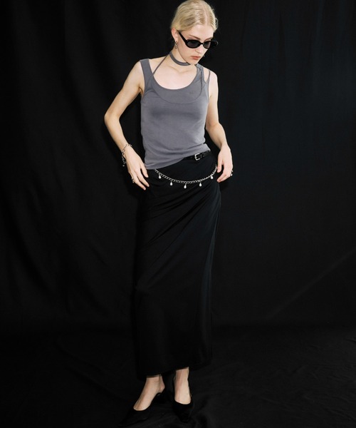 JOSE MOON(ジョゼムーン)の「LAYERED TANK TOP/レイヤードタンクトップ(タンクトップ・レディース・チャコールグレー/ブラック/アイボリー・FREE)」の19枚目の写真