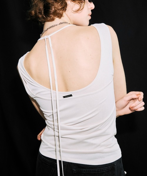 JOSE MOON(ジョゼムーン)の「LAYERED TANK TOP/レイヤードタンクトップ(タンクトップ・レディース・チャコールグレー/ブラック/アイボリー・FREE)」の8枚目の写真