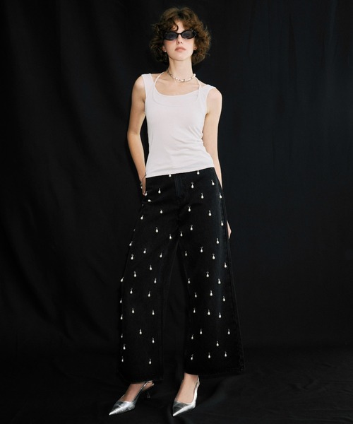 JOSE MOON(ジョゼムーン)の「LAYERED TANK TOP/レイヤードタンクトップ(タンクトップ・レディース・チャコールグレー/ブラック/アイボリー・FREE)」の9枚目の写真