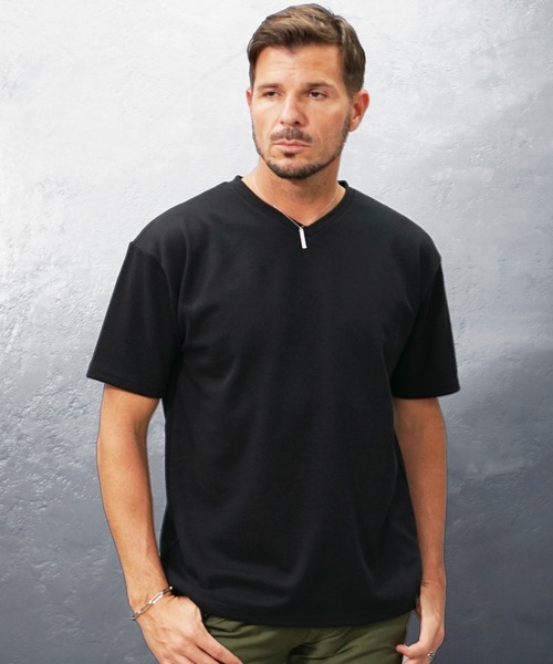 SOMEDIFF(サムディフ)の「【極】プレミアム半袖ビッグTシャツ メンズ クルーネック Vネック オーバーサイズ カットソー 夏服(Tシャツ/カットソー・メンズ・ブラック/ブラック系1/ネイビー/ホワイト/オリーブ系1/オリーブ/ホワイト系1/ネイビー系1・S/XL/M/XXL/L)」の4枚目の写真