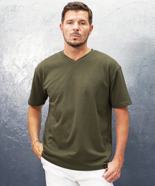 SOMEDIFF(サムディフ)の「【極】プレミアム半袖ビッグTシャツ メンズ クルーネック Vネック オーバーサイズ カットソー 夏服(Tシャツ/カットソー・メンズ・ブラック/ブラック系1/ネイビー/ホワイト/オリーブ系1/オリーブ/ホワイト系1/ネイビー系1・S/XL/M/XXL/L)」の6枚目の写真