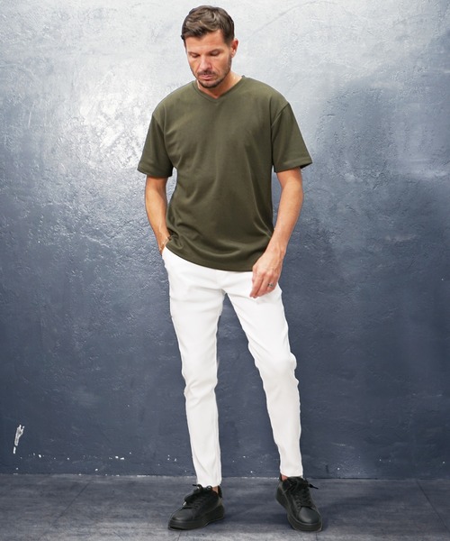 SOMEDIFF(サムディフ)の「【極】プレミアム半袖ビッグTシャツ メンズ クルーネック Vネック オーバーサイズ カットソー 夏服(Tシャツ/カットソー・メンズ・ブラック/ブラック系1/ネイビー/ホワイト/オリーブ系1/オリーブ/ホワイト系1/ネイビー系1・S/XL/M/XXL/L)」の10枚目の写真