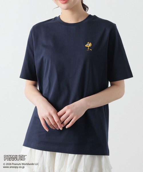 Honeys(ハニーズ)の「スヌーピー/Tシャツ(Tシャツ/カットソー・レディース・ホワイト/ネイビー/スミクロ/オレンジ/レッド・S/M/L)」の18枚目の写真