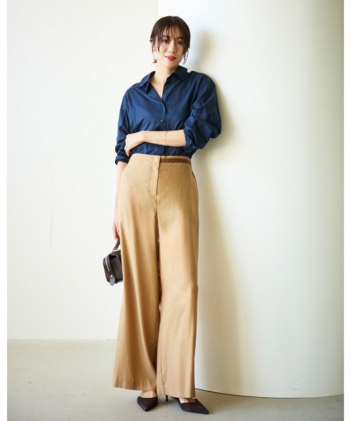 DoCLASSE( ドゥクラッセ)の「キュプラコットン・ワイドパンツ(その他パンツ・レディース・ブラック/ベージュ・11/7/9)」の2枚目の写真