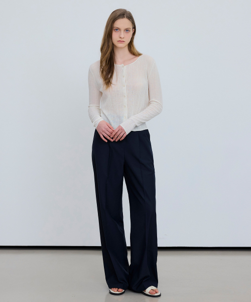 MIND BRIDGE WOMEN（マインドブリッジウーマン）の「[W]ワンタックワイドベルト付きバンディングパンツ - 2カラー（その他パンツ・レディース・ネイビー/カーキ・55/66/77）」の4枚目の写真