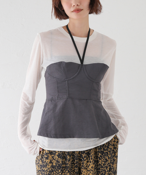 FUMIE TANAKA(フミエタナカ)の「FUMIE TANAKA/フミエタナカ over corset コルセット(キャミソール・レディース・グレー・2)」の2枚目の写真