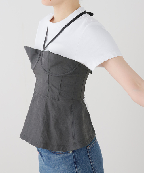 FUMIE TANAKA(フミエタナカ)の「FUMIE TANAKA/フミエタナカ over corset コルセット(キャミソール・レディース・グレー・2)」の9枚目の写真