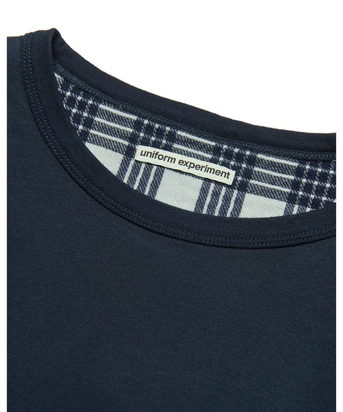 uniform experiment（ユニフォームエクスペリメント）の「STAR PRINT CHECK PANELED WIDE TEE（Tシャツ/カットソー・メンズ・インディゴブルー・1/5/4/3/2）」の4枚目の写真