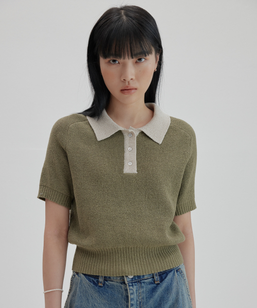 NONBLANK(ノンブランク)の「ラグランハーフスリーブカラークロップニット_DEEP GREEN(ニット/セーター・レディース・その他・SMALL)」の1枚目の写真