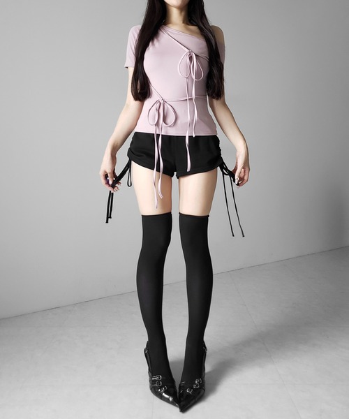 me+em select（ミームセレクト）の「【 ２color 】ストリングリボンスリムフィットTシャツ ／ string ribbon slim fit T-shirts（Tシャツ/カットソー・レディース・ブラック/ピンク・FREE）」の21枚目の写真