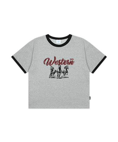 1989STANDARD(1989スタンダード)の「WESTERN HORSE クールコットンクロップリンガー半袖 (SRCSTD-0271)(Tシャツ/カットソー・メンズ・バーガンディー/ダークグレー/アイボリー/ブラック・MEDIUM/LARGE/X-LARGE)」の3枚目の写真