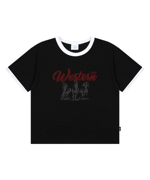 1989STANDARD(1989スタンダード)の「WESTERN HORSE クールコットンクロップリンガー半袖 (SRCSTD-0271)(Tシャツ/カットソー・メンズ・バーガンディー/ダークグレー/アイボリー/ブラック・MEDIUM/LARGE/X-LARGE)」の5枚目の写真