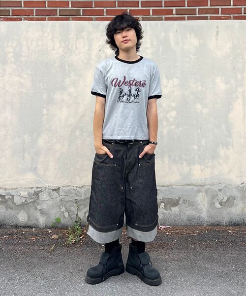 1989STANDARD(1989スタンダード)の「WESTERN HORSE クールコットンクロップリンガー半袖 (SRCSTD-0271)(Tシャツ/カットソー・メンズ・バーガンディー/ダークグレー/アイボリー/ブラック・MEDIUM/LARGE/X-LARGE)」の10枚目の写真