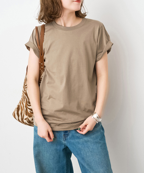 Spick & Span(スピックアンドスパン)の「《追加》汗染み防止ファインコットンTシャツ(Tシャツ/カットソー・レディース・ホワイト/ベージュ/ブラック/ライトグレー・FREE)」の4枚目の写真