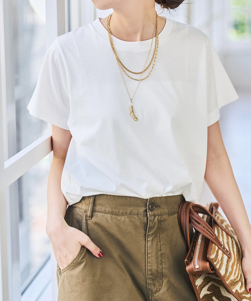 Spick & Span(スピックアンドスパン)の「《追加》汗染み防止ファインコットンTシャツ(Tシャツ/カットソー・レディース・ホワイト/ベージュ/ブラック/ライトグレー・FREE)」の2枚目の写真
