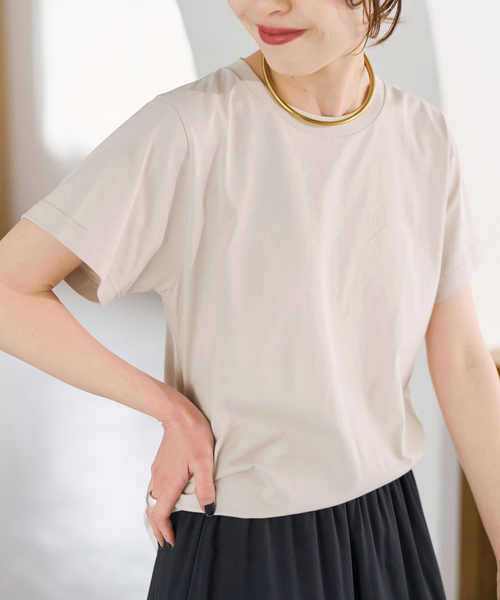 Spick & Span(スピックアンドスパン)の「《追加》汗染み防止ファインコットンTシャツ(Tシャツ/カットソー・レディース・ホワイト/ベージュ/ブラック/ライトグレー・FREE)」の3枚目の写真
