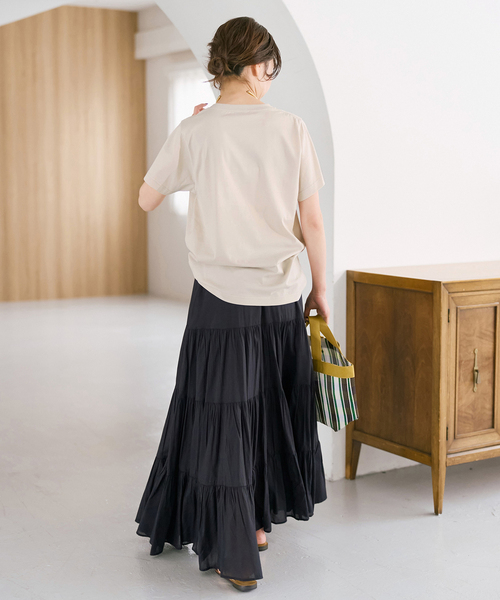 Spick & Span(スピックアンドスパン)の「《追加》汗染み防止ファインコットンTシャツ(Tシャツ/カットソー・レディース・ホワイト/ベージュ/ブラック/ライトグレー・FREE)」の6枚目の写真