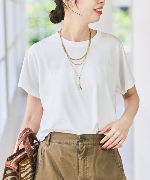 Spick & Span(スピックアンドスパン)の「《追加》汗染み防止ファインコットンTシャツ(Tシャツ/カットソー・レディース・ホワイト/ベージュ/ブラック/ライトグレー・FREE)」の7枚目の写真