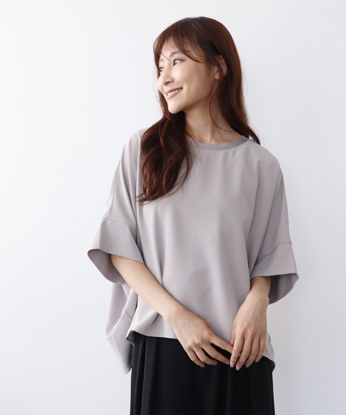 Jines(ジネス)の「ハイストレッチカルゼワッシャーブラウス(シャツ/ブラウス・レディース・チャコールグレー/ブラック/ホワイト/グレー・38)」の4枚目の写真