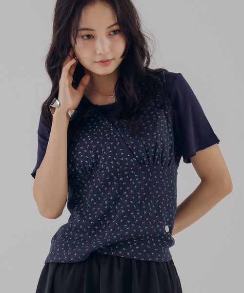 MUHET(ミュエータ)の「【set item】assorted flower tank top & t-shirt set / アソート花柄タンクトップ&Tシャツセット(Tシャツ/カットソー・レディース・ネイビー/ブラウン・FREE)」の18枚目の写真