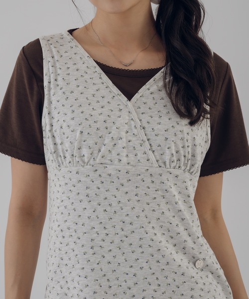 MUHET(ミュエータ)の「【set item】assorted flower tank top & t-shirt set / アソート花柄タンクトップ&Tシャツセット(Tシャツ/カットソー・レディース・ネイビー/ブラウン・FREE)」の10枚目の写真