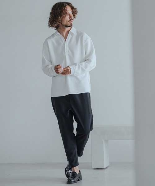 Magine（マージン）の「ms6583-Embossed Jacquard Skipper Pullover Shirt スキッパープルオーバーシャツ(MGN-263-025)（シャツ/ブラウス・メンズ・ホワイト/ブラック/ブラウン・44/46/48）」の6枚目の写真
