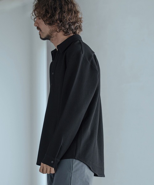 Magine（マージン）の「ms6583-Embossed Jacquard Skipper Pullover Shirt スキッパープルオーバーシャツ(MGN-263-025)（シャツ/ブラウス・メンズ・ホワイト/ブラック/ブラウン・44/46/48）」の10枚目の写真