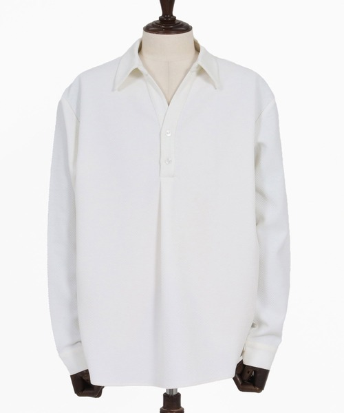 Magine（マージン）の「ms6583-Embossed Jacquard Skipper Pullover Shirt スキッパープルオーバーシャツ(MGN-263-025)（シャツ/ブラウス・メンズ・ホワイト/ブラック/ブラウン・44/46/48）」の18枚目の写真