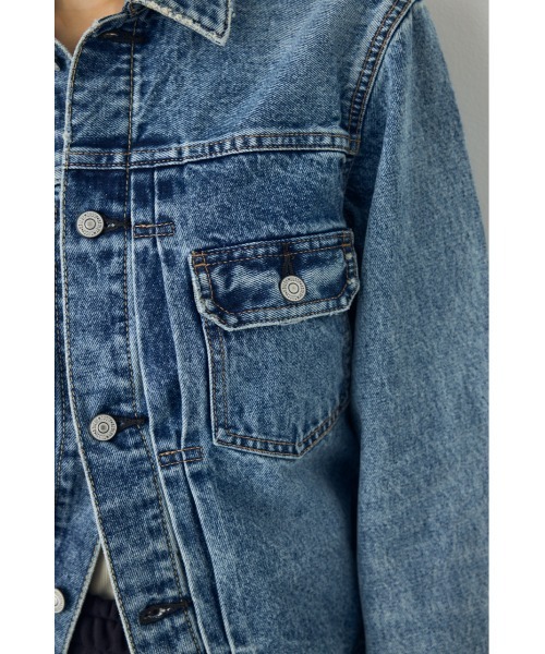 AZUL by moussy(アズールバイマウジー)の「【セットアップ対応】AZUL DENIM タイトフィットデニムジャケット(デニムジャケット・レディース・ワンウォッシュ/ブラウン/ブルー・MEDIUM/SMALL)」の9枚目の写真