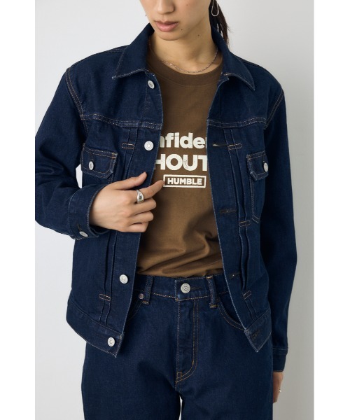 AZUL by moussy(アズールバイマウジー)の「【セットアップ対応】AZUL DENIM タイトフィットデニムジャケット(デニムジャケット・レディース・ワンウォッシュ/ブラウン/ブルー・MEDIUM/SMALL)」の15枚目の写真