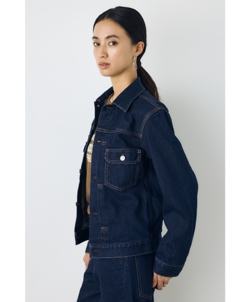 AZUL by moussy(アズールバイマウジー)の「【セットアップ対応】AZUL DENIM タイトフィットデニムジャケット(デニムジャケット・レディース・ワンウォッシュ/ブラウン/ブルー・MEDIUM/SMALL)」の16枚目の写真