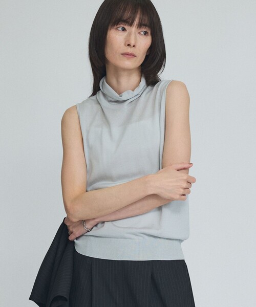 qualite(カリテ)の「テンセルウールノースリーブニット(ニット/セーター・レディース・ブラック/ベージュ/ライトブルー/ワイン・フリー)」の18枚目の写真
