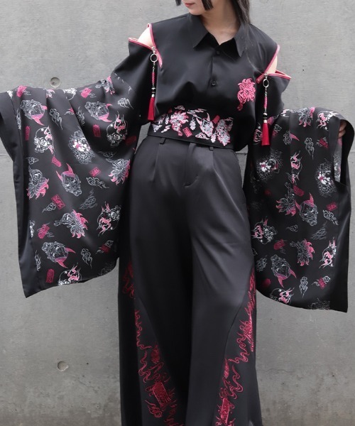 REZEN(リゼン)の「百鬼夜行プリント和袖シャツ(シャツ/ブラウス・メンズ・ローズ/レッドパープル/ブルーパープル・MEDIUM/LARGE)」の20枚目の写真