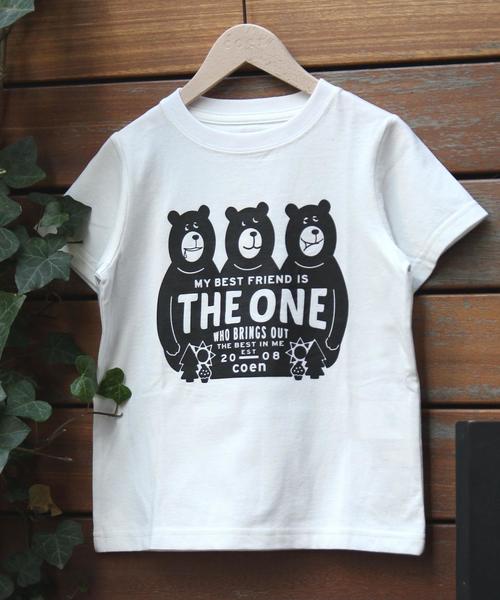 coen（コーエン）の「【coen kids】虫よけ加工コーエンベアフレンズプリントＴシャツ(100～150cm)（Tシャツ/カットソー・キッズ・ホワイト/ネイビー・100/110/130/150/120/140）」の2枚目の写真