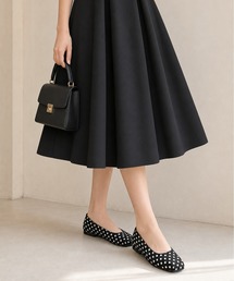 SHOES 365 ドット柄スクエアトゥインヒールパンプス