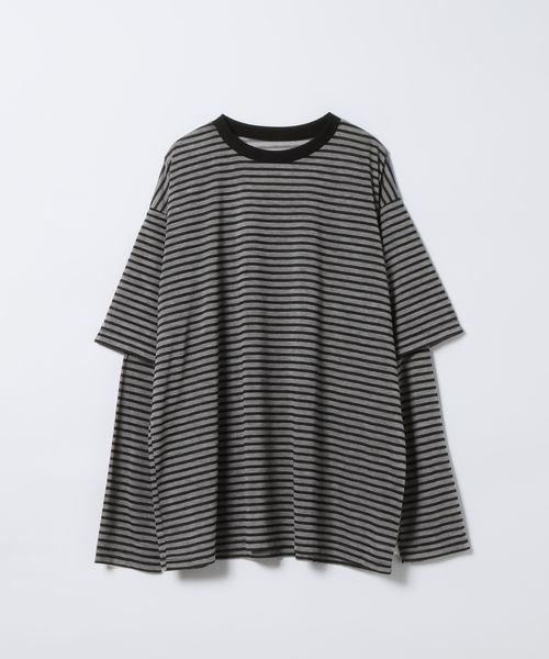 JEANASIS(ジーナシス)の「ソデレイヤードボーダーロンTEE/1067540(Tシャツ/カットソー・レディース・ブラック系その他/ブルー系その他/イエロー系その他・FREE)」の1枚目の写真