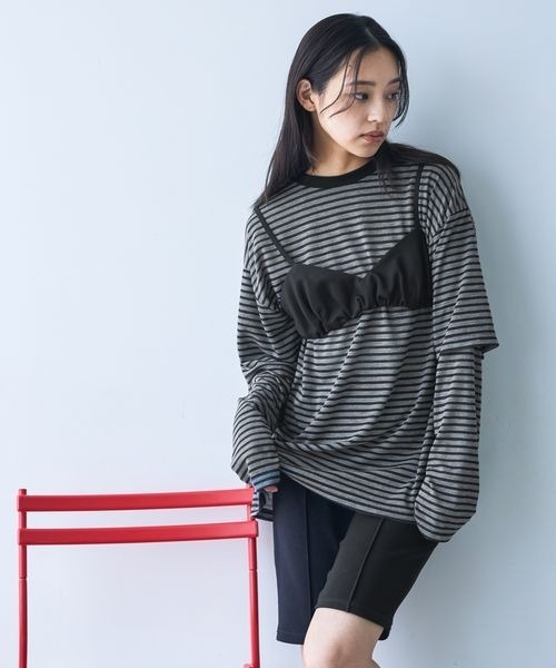 JEANASIS(ジーナシス)の「ソデレイヤードボーダーロンTEE/1067540(Tシャツ/カットソー・レディース・ブラック系その他/ブルー系その他/イエロー系その他・FREE)」の15枚目の写真