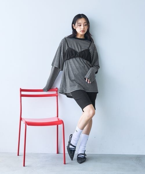 JEANASIS(ジーナシス)の「ソデレイヤードボーダーロンTEE/1067540(Tシャツ/カットソー・レディース・ブラック系その他/ブルー系その他/イエロー系その他・FREE)」の12枚目の写真