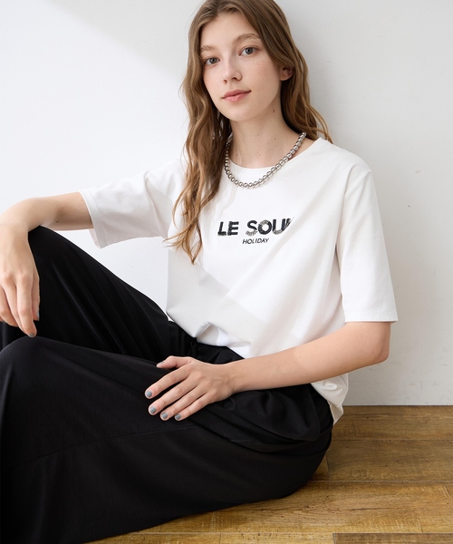 LE SOUK HOLIDAY（ルスークホリデー）の「ビーズ刺しゅうTシャツ【接触冷感・吸水速乾】（Tシャツ/カットソー・レディース・ブラック/ブラウン/オフホワイト・M/L）」の18枚目の写真