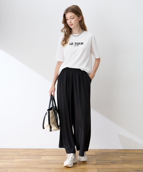 LE SOUK HOLIDAY（ルスークホリデー）の「ビーズ刺しゅうTシャツ【接触冷感・吸水速乾】（Tシャツ/カットソー・レディース・ブラック/ブラウン/オフホワイト・M/L）」の21枚目の写真