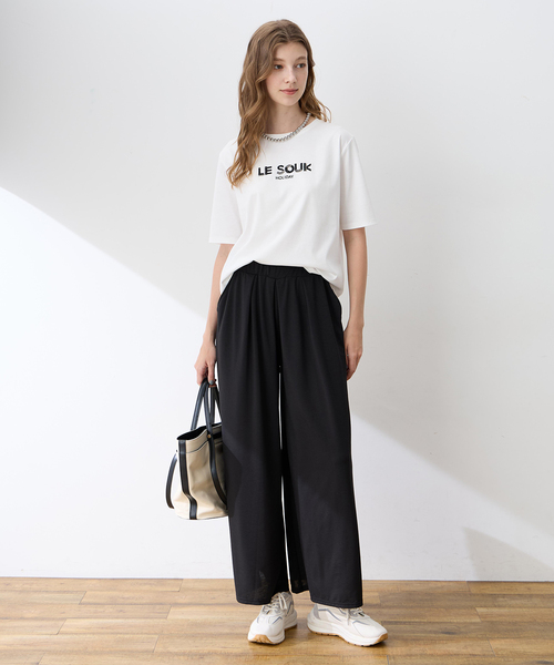 LE SOUK HOLIDAY（ルスークホリデー）の「ビーズ刺しゅうTシャツ【接触冷感・吸水速乾】（Tシャツ/カットソー・レディース・ブラック/ブラウン/オフホワイト・M/L）」の22枚目の写真
